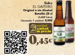 Gadis EL GAITERO Sidra Original o sin Alcohol oferta