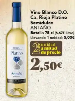 Gadis ANTAÑO Vino Blanco D.O. Ca. Rioja Platino Semidulce oferta