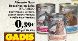 Gadis IFA AMIGO Alimento Gato Bocaditos en Salsa amigo Buey-Higado-Verdura, Salmón-Trucha-Verdura • Pollo-Pavo-Verdura oferta