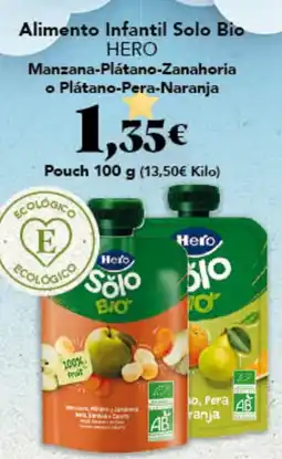 Gadis HERO Alimento Infantil Solo Bio Manzana-Plátano-Zanahoria o Plátano-Pera-Naranja oferta