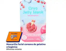 Action Mascarilla facial coreana de gelatina criogénica oferta