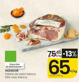 Eroski HOZADOR Paleta de cebo ibérica, 50% raza ibérica oferta