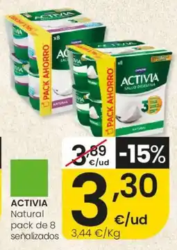 Eroski ACTIVIA Natural pack de 8 señalizados oferta