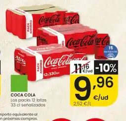 Eroski COCA COLA Los packs 12 latas señalizados oferta