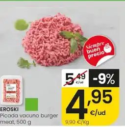 Eroski EROSKI Picada vacuno burger meat oferta