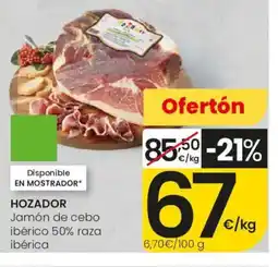 Eroski HOZADOR Jamón de cebo ibérico 50% raza ibérica oferta
