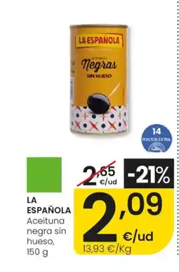 Eroski LA ESPAÑOLA Aceituna negra sin hueso oferta