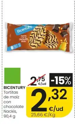 Eroski BICENTURY Tortitas de maíz con chocolate : Nackis oferta