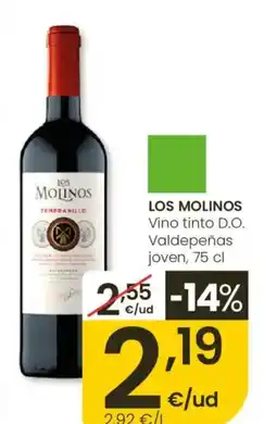 Eroski LOS MOLINOS Vino tinto D.O. Valdepeñas joven oferta