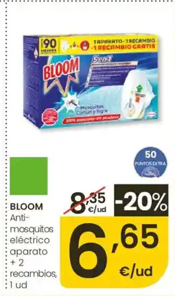 Eroski BLOOM Anti- mosquitos eléctrico aparato +2 recambios, lud oferta