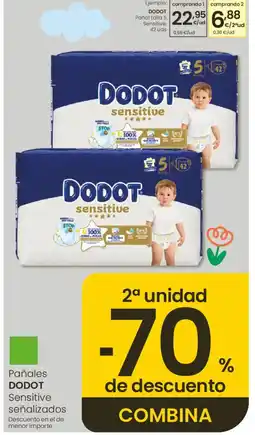 Eroski DODOT Pañal talla 5 Sensitive, 42 uds oferta