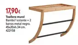Cadena88 Toallero mural bambú 1 estante + 2 barras metal negro oferta