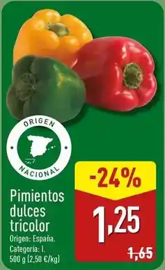 ALDI Origen - pimientos dulces tricolor oferta