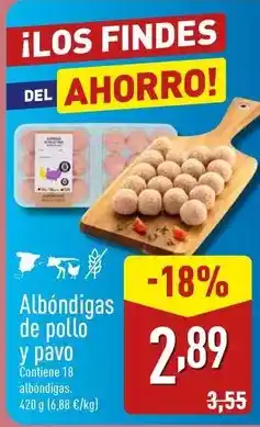 ALDI Albóndigas de pollo y pavo oferta