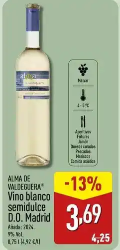 ALDI Alma - vino blanco semidulce d.o. madrid oferta