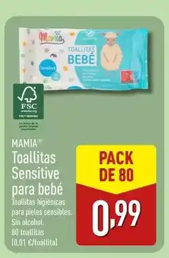 ALDI Mamia - toallitas sensitive para bebe oferta