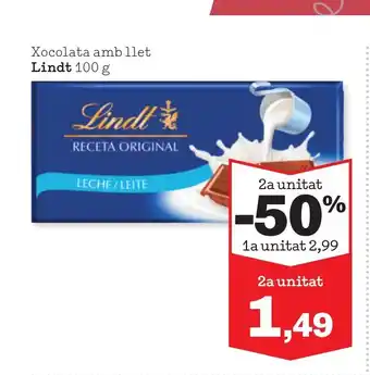 Sorli LINDT Xocolata amb llet oferta