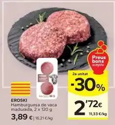 Caprabo Eroski - hamburguesa de vaca madurada oferta