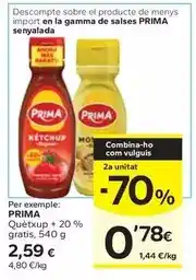 Caprabo Prima - quetxup +20% gratis oferta