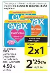 Caprabo Evax - compreses cottonlike normals amb ales oferta