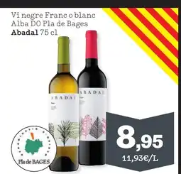 Sorli ABADAL Vi negre Franco blanc Alba DO Pla de Bages oferta