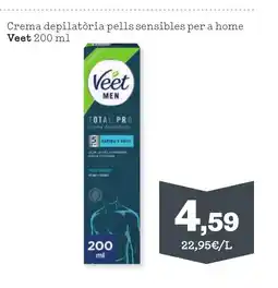 Sorli VEET Crema depilatòria pells sensibles per a home oferta