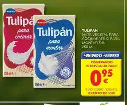 CashDiplo TULIPAN Nata vegetal para cocinar 15% o para montar 31% oferta