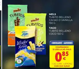 CashDiplo MELS Tubito relleno cacao o vainilla oferta