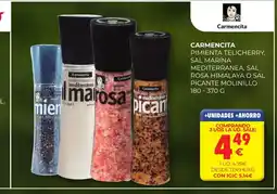CashDiplo CARMENCITA Pimienta telicherry, sal marina mediterranea, sal rosa himalaya o sal picante molinillo oferta