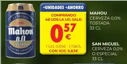 CashDiplo MAHOU Cerveza 0,0% tostada oferta