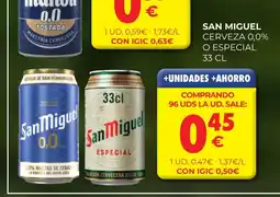 CashDiplo SAN MIGUEL Cerveza 0,0% o especial oferta