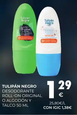 CashDiplo TULIPÁN NEGRO Desodorante roll-on original o algodón y talco oferta
