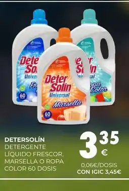 CashDiplo DETERSOLÍN Detergente líquido frescor, marsella o ropa color 60 dosis oferta