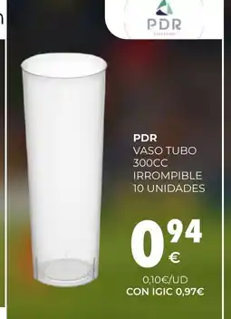 CashDiplo PDR Vaso tubo 300cc irrompible 10 unidades oferta