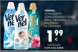 CashDiplo VERNEL Suavizante concentrado cielo azul, delicado o maldivas 55 lavados oferta