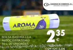 CashDiplo Bolsa basura lila autocierra 55x60.30 l, 20 unidades oferta