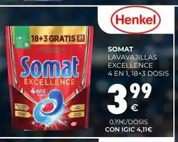CashDiplo SOMAT Lavavajillas excellence 4 en 1, 18+3 dosis oferta