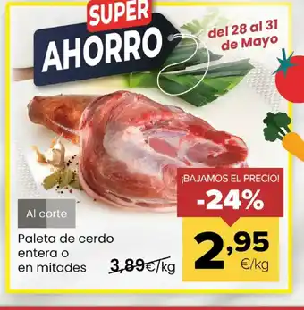 Autoservicios Familia Paleta de cerdo entera o en mitades oferta
