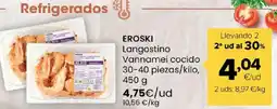 Autoservicios Familia EROSKI Langostino Vannamei cocido oferta