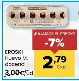 Autoservicios Familia EROSKI Huevo M, docena oferta
