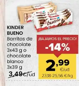 Autoservicios Familia KINDER BUENO Barritas de chocolate o chocolate blanco oferta