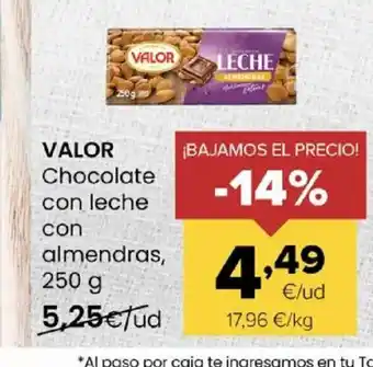 Autoservicios Familia VALOR Chocolate con leche con almendras oferta