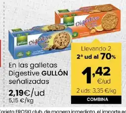 Autoservicios Familia GULLÓN En las galletas Digestive señalizadas oferta
