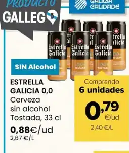 Autoservicios Familia ESTRELLA GALICIA 0,0 Cerveza sin alcohol Tostada oferta