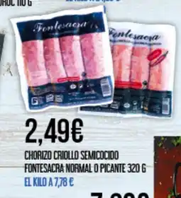 Claudio Chorizo criollo semicocido fontesacra normal o picante oferta