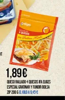 Claudio Queso rallado 4 quesos ifa eliges especial gratinar y fundir bolsa zip oferta
