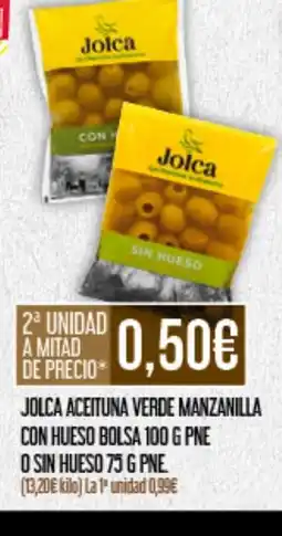 Claudio JOLCA Aceituna verde manzanilla con hueso bolsa oferta