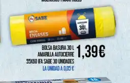 Claudio IFA SABE Bolsa basura 30 l amarilla autocierre 55x60 30 unidade oferta