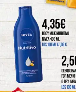 Claudio NIVEA Body milk nutritivo oferta