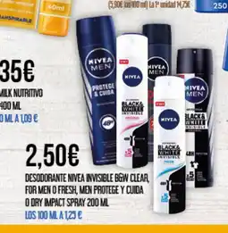 Claudio NIVEA Desodorante invisible b&w clear, for men o fresh, men protege y cuida o dry impact spray oferta